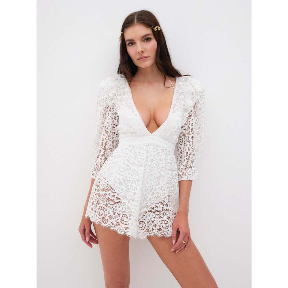 For Love & Lemons Santo Romper Size SS / White